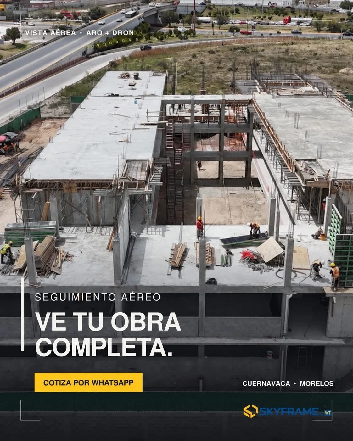 Registro aéreo de una estructura en construcción